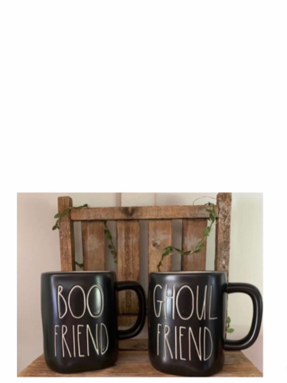 NEW Rae Dunn Black & White Boo Friend & Ghoul Friend Mug Set 👻